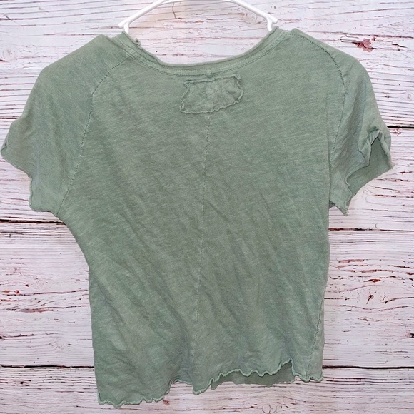 Free People Be My Baby Cotton T-Shirt In Washed Army - Picture 5 of 9